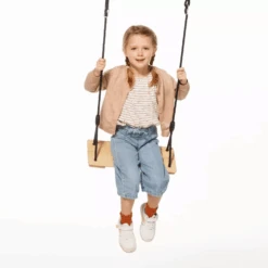 Geimpregneerd Houten Zitje (black-rope) Gevlochten Touw -Berg Winkel Geimpregneerd grenen schommelzitje zwart touw 1