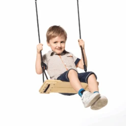 Geimpregneerd Houten Zitje (black-rope) Gevlochten Touw -Berg Winkel Geimpregneerd grenen schommelzitje zwart touw 2