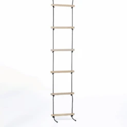 Touwladder 6 Sporten (black-rope) Gevlochten Touw