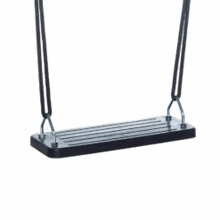 Rubber Schommelzitje Zwart (black-rope) Gevlochten Touw En Metalen Inlegplaat