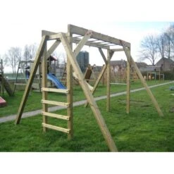 Apenbrugschommel Hout Robuust 4 Haken Schommel Klimtoestel -Berg Winkel apenbrug schommel robuust 1 1