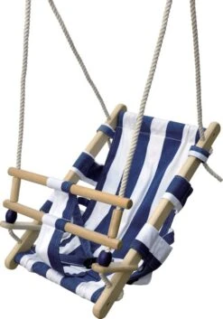 Houten Babyschommel Peuterschommel Blauw-Wit -Berg Winkel babyschommel new classic toys blauw 1