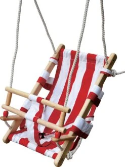 Houten Babyschommel Peuterschommel Rood-Wit