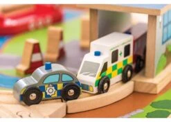 BigJigs BJT049 Treintafel Brandweer Spoortafel Houten Trein -Berg Winkel bigjigs bt049 brandwweer trein set en tafel 3