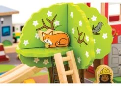 BigJigs BJT049 Treintafel Brandweer Spoortafel Houten Trein -Berg Winkel bigjigs bt049 brandwweer trein set en tafel 4