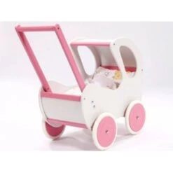 Houten Poppenwagen De Luxe White Incl. Dekbed / Slaapzak 9 Houten Poppenwagen De Luxe White Incl. Dekbed / Slaapzak -Berg Winkel houten poppenwagen met kap pallas wit rose 1