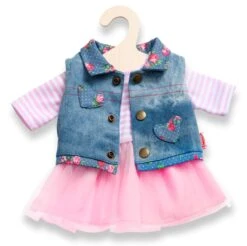 Kledingset Jurk Rose Met Spijkerjack Mt. 28 – 35 Cm. -Berg Winkel kledingset pop heless 1550 2550 1