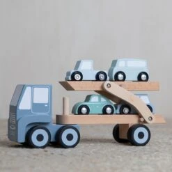 Little Dutch LD4453 Houten Autotransporter Blauw -Berg Winkel little dutch 4453 autotransporter 2