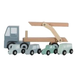 Little Dutch LD4453 Houten Autotransporter Blauw -Berg Winkel little dutch 4453 houten autotransporter 1 1