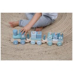 Little Dutch LD7036 Houten Blokkentrein Blauw -Berg Winkel little dutch houten blokkentrein blauw 2