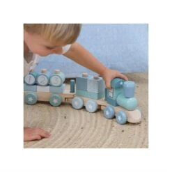 Little Dutch LD7036 Houten Blokkentrein Blauw -Berg Winkel little dutch houten blokkentrein blauw 3