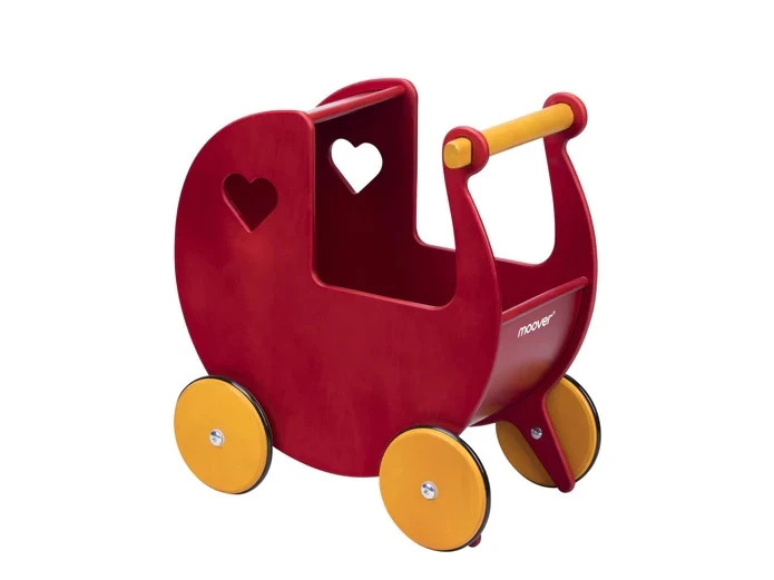 Moover Poppenwagen Hout Rood 3 Moover Poppenwagen Hout Rood