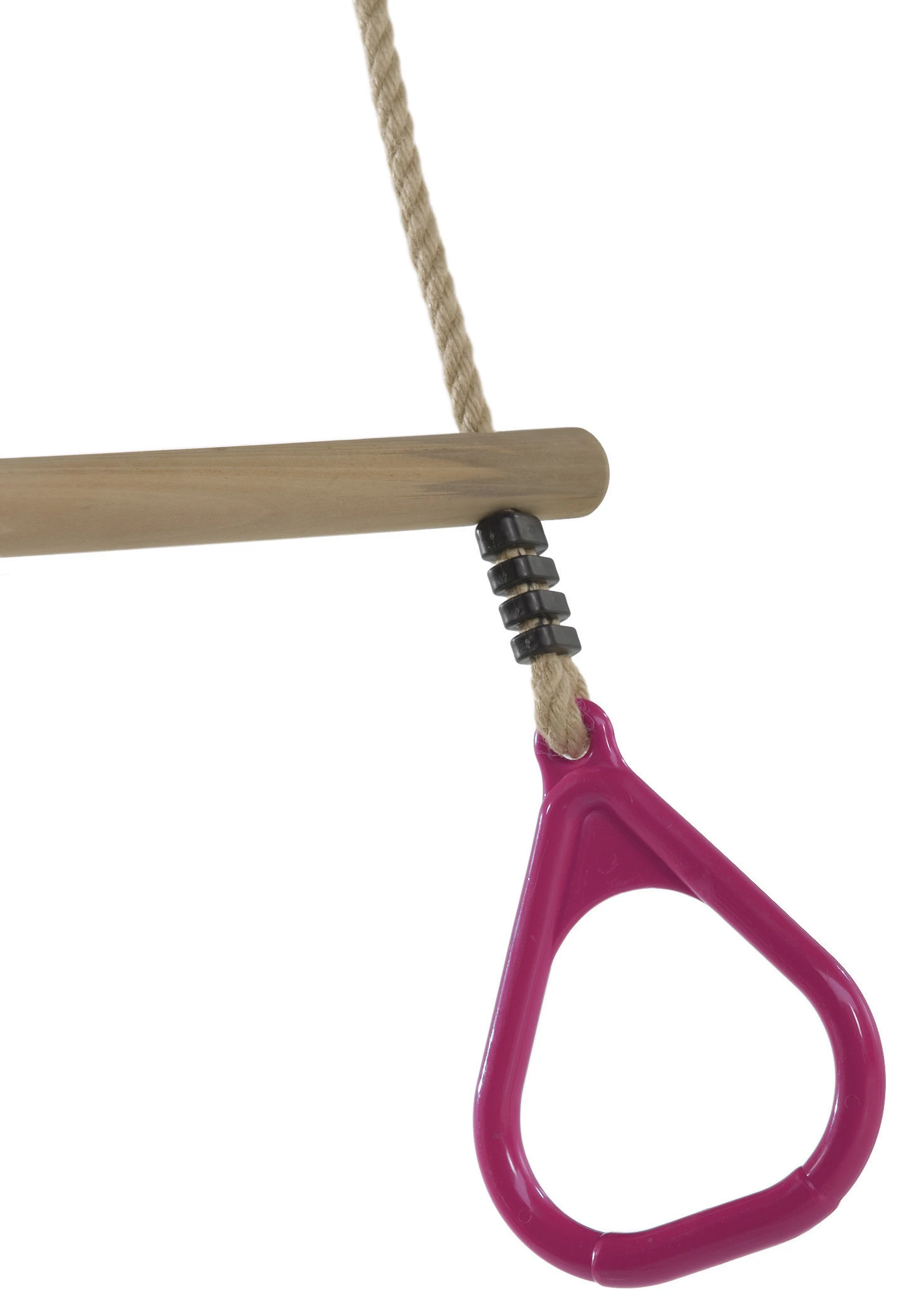 Houten Trapeze Met Kunststof Ringen (PH-touwenset) Magenta 3 Houten Trapeze Met Kunststof Ringen (PH-touwenset) Magenta